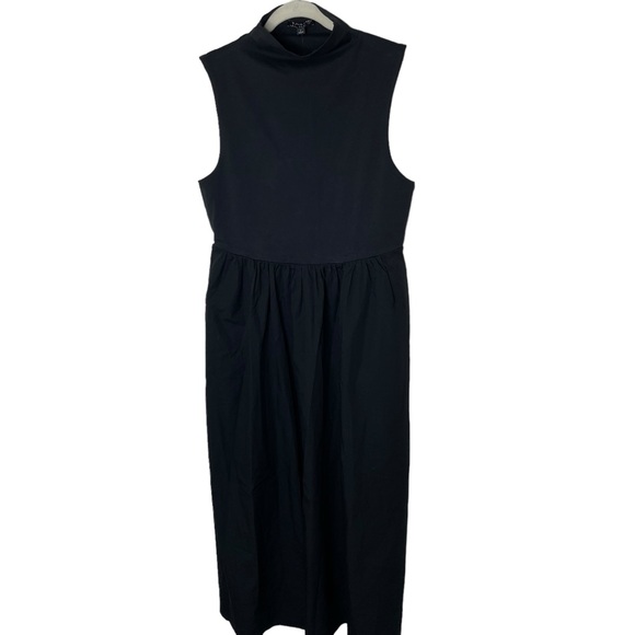 NEW WITH TAGS J. Crew Black Fitted Knit Mockneck Dress with Poplin Skirt Large - Picture 2 of 8